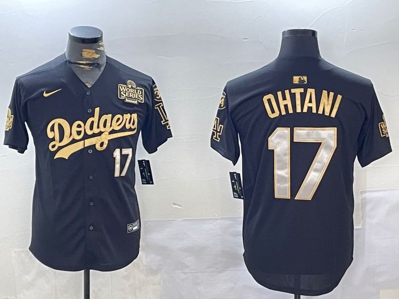 Men Los Angeles Dodgers #17 Ohtani Black Gold Game 2024 Nike MLB Jersey style 1202